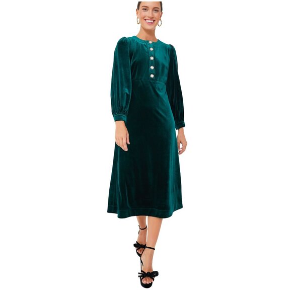 NWT Tuckernuck Velvet Arabella Dress in emerald green size XXL holiday midi - Picture 1 of 8